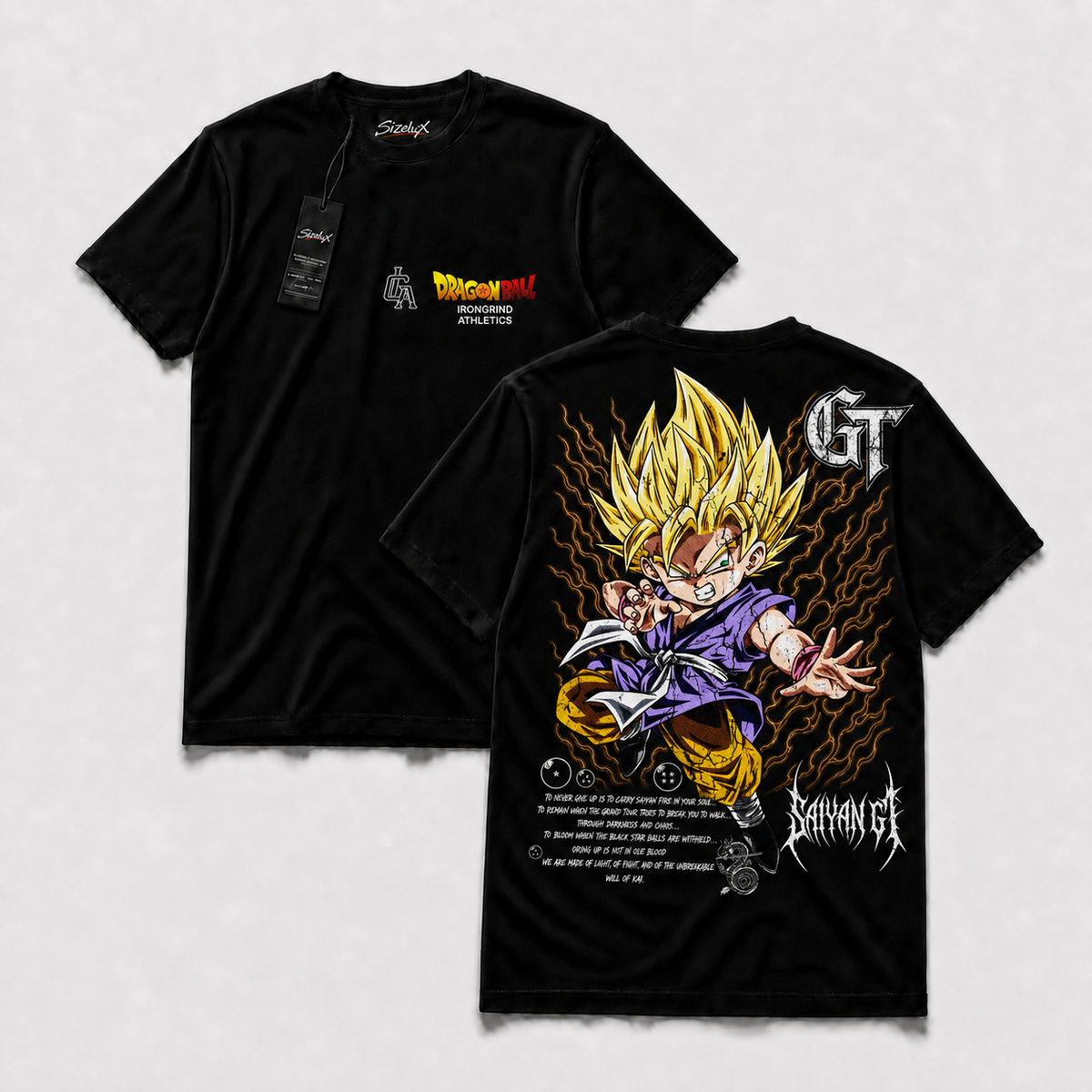 Polera SizeLux DBZ regular 12, vista frontal y espalda