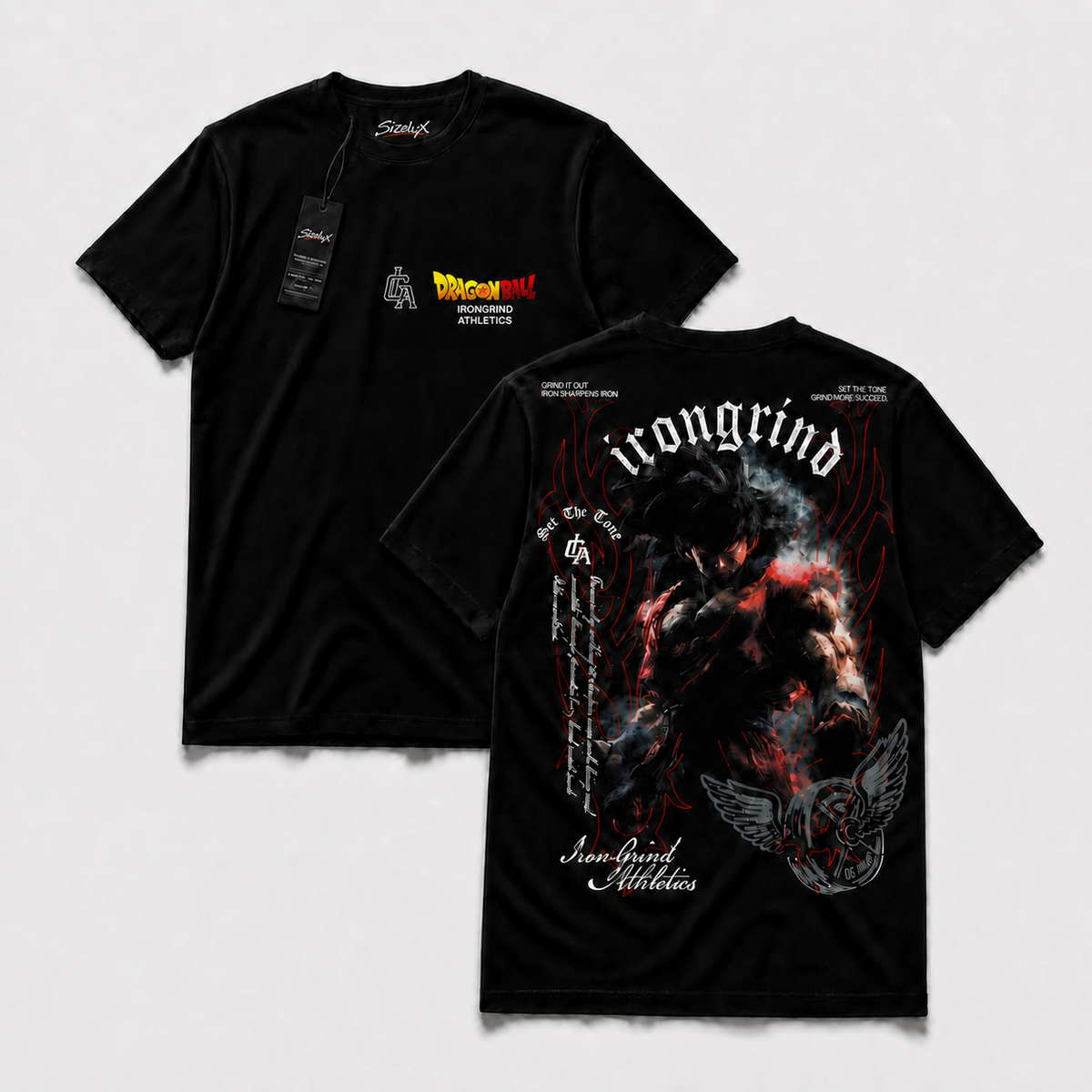 Polera SizeLux DBZ regular 01, vista frontal y espalda