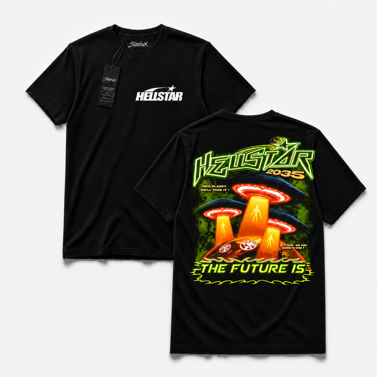 Polera Hell GYM - UFO Abduction, vista frontal y espalda