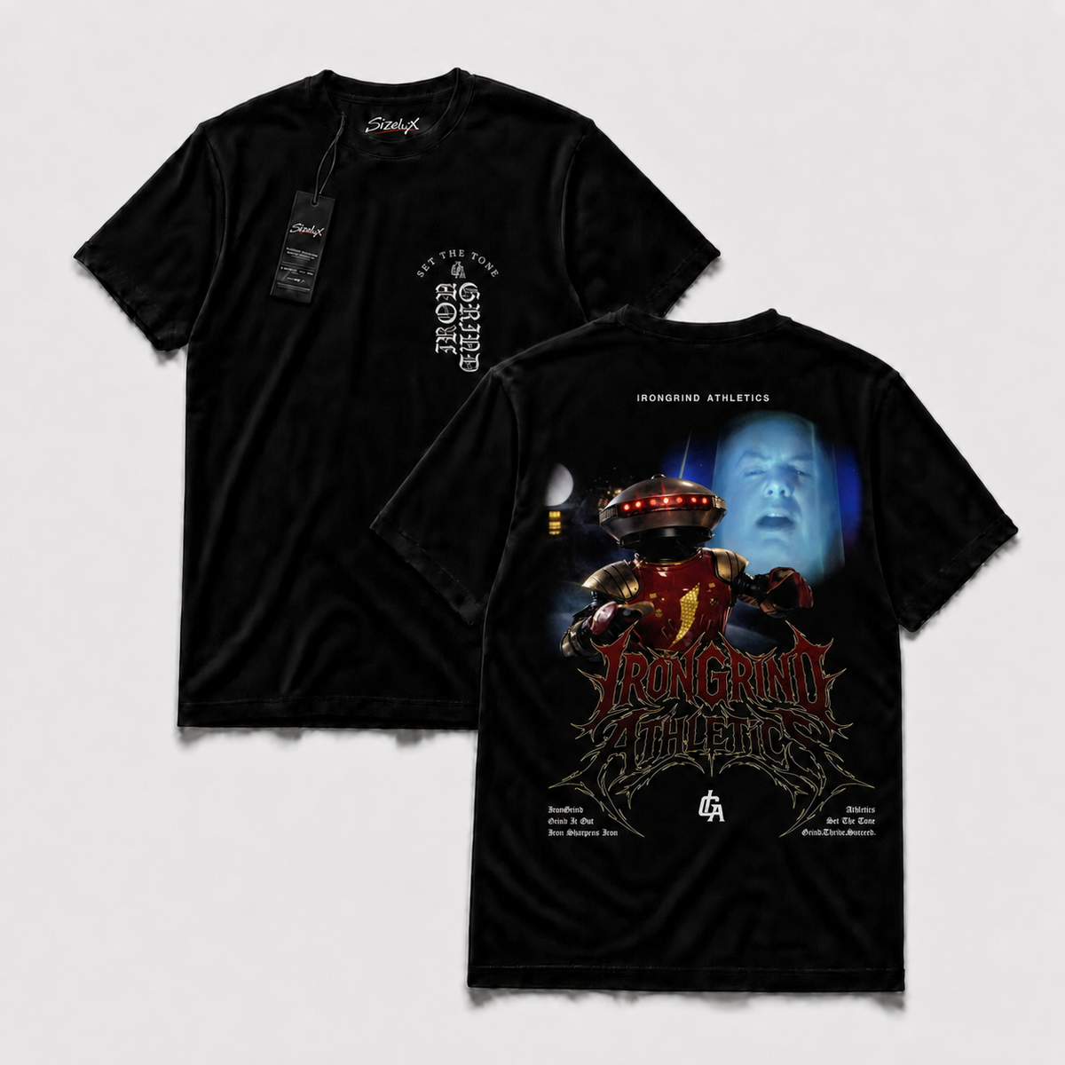 Polera IRON PR - Midnight Circuit, vista frontal y espalda
