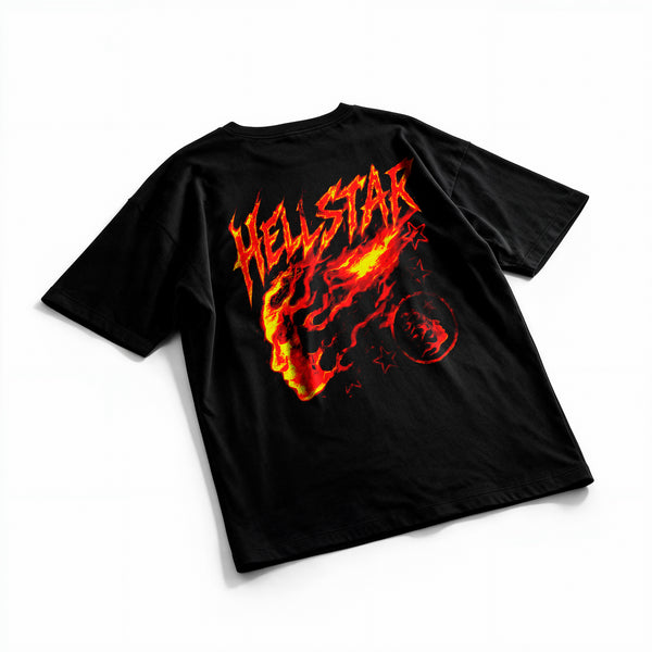 Polera Fire Star - Hellstar - Oversize - flatlay espalda