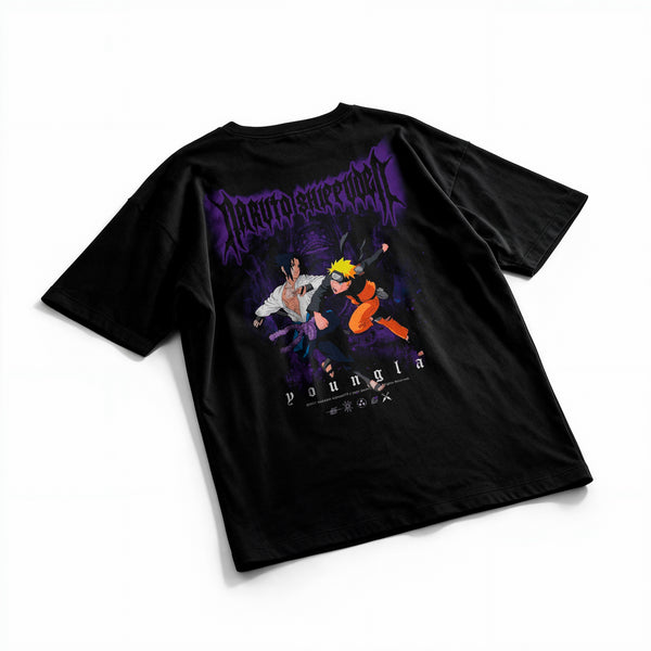 Polera Naruto vs Sasuke - Naruto Shippuden - Oversize - flatlay espalda