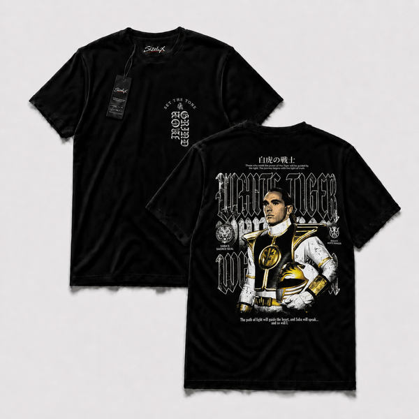 Polera IRON PR - Ivory Guardian, vista frontal y espalda