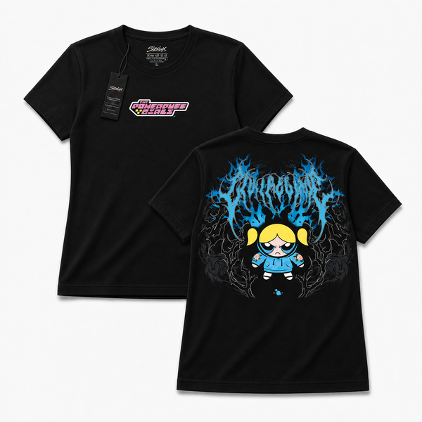 Polera ANIME - Blue Voltage - vista frontal y espalda