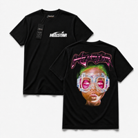 Polera Hell GYM - Futuristic Goggle Portrait, vista frontal y espalda
