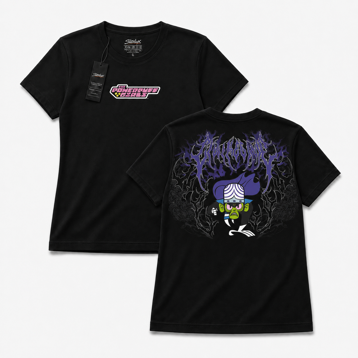 Polera ANIME - Violet Shadow - vista frontal y espalda