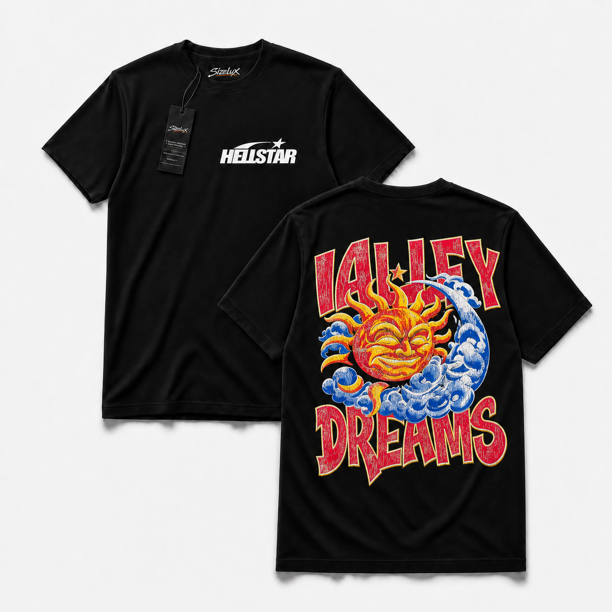 Polera Hell GYM - Sun and Wave, vista frontal y espalda