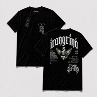 Polera Iron GYM - Tone Setters Crest, vista frontal y espalda