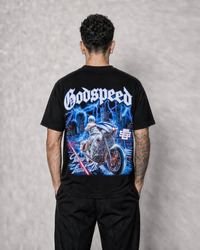 Polera Hell GYM - Night Rider Motorcycle, modelo espalda