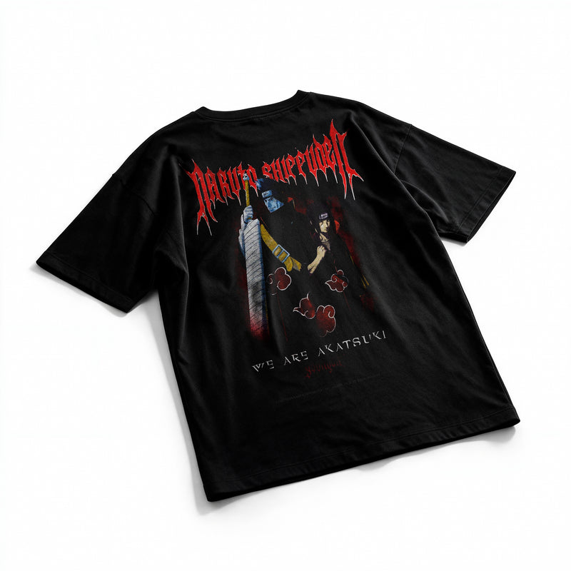Polera Kisame e Itachi - Naruto Shippuden - Oversize - flatlay espalda