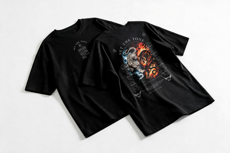 Polera Fire Ice Tigers - Irongrind - Oversize - flatlay par