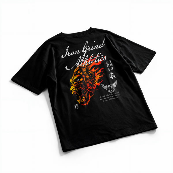 Polera Flaming Gorilla - Irongrind - Oversize - flatlay espalda