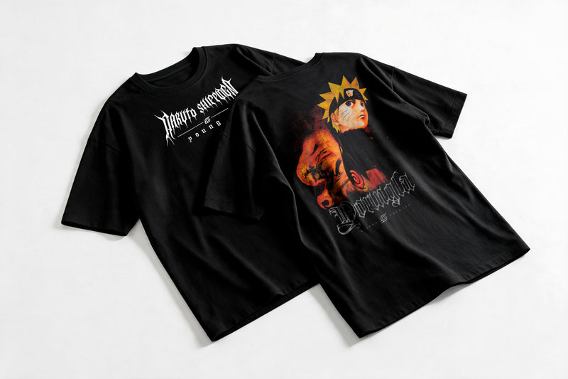 Polera Naruto Modo Kurama - Naruto Shippuden - Oversize - flatlay par