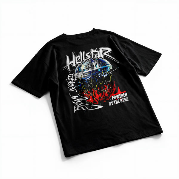 Polera Burning Heart - Hellstar - Oversize - flatlay espalda