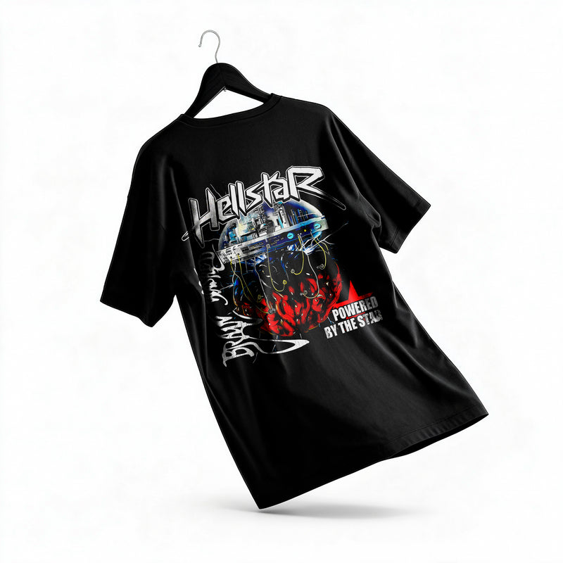 Polera Burning Heart - Hellstar - Oversize - espalda