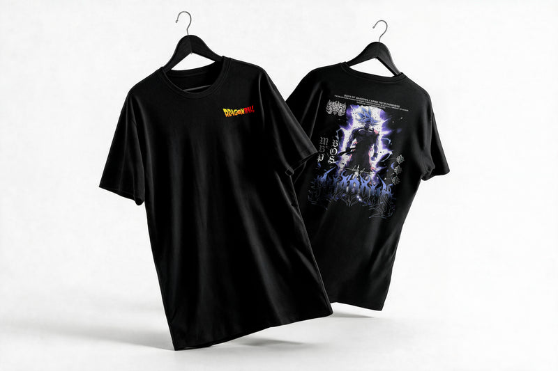 Polera Goku Ultra Instinct - Dragon Ball Z - Regular - colgada cruzada