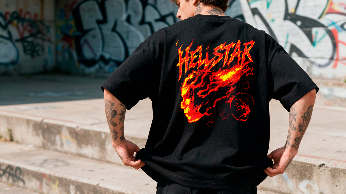 Polera negra SizeLux Hellstar Fire Star
