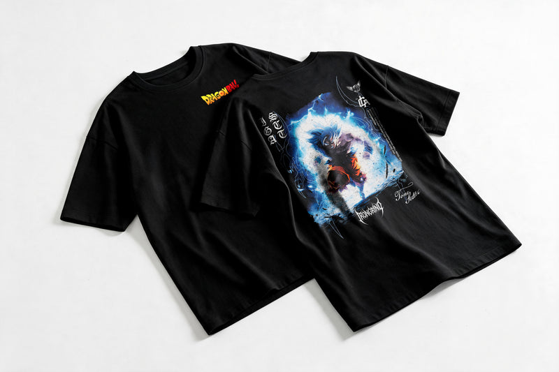 Polera Goku SSJ Blue - Dragon Ball Super - Oversize - flatlay par
