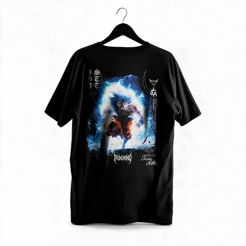 Polera Goku SSJ Blue - Dragon Ball Super - Regular - colgada espalda