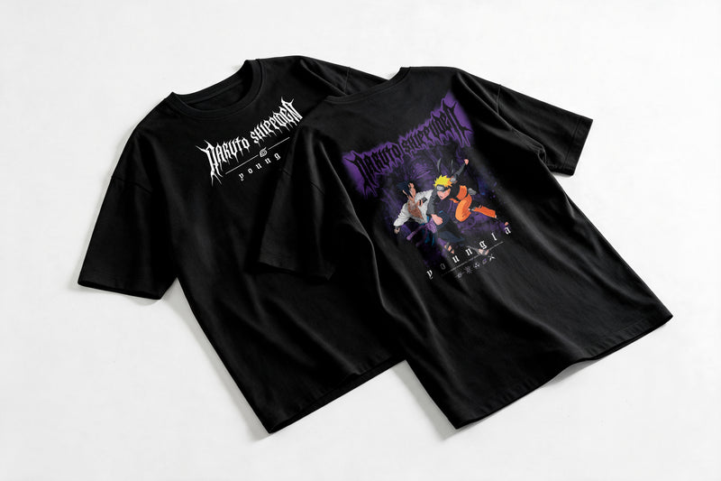 Polera Naruto vs Sasuke - Naruto Shippuden - Oversize - flatlay par